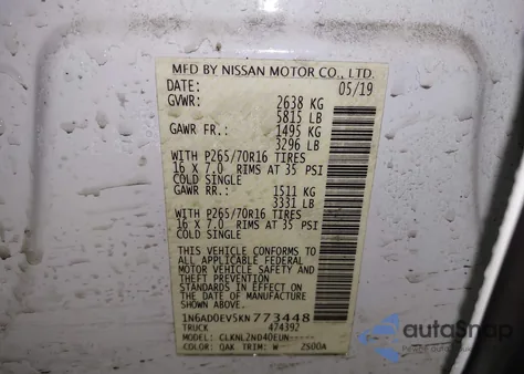 2019 Nissan Frontier S from USA, damaged, VIN 1N6AD0EV5KN773448